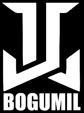 A black and white logo of rocum